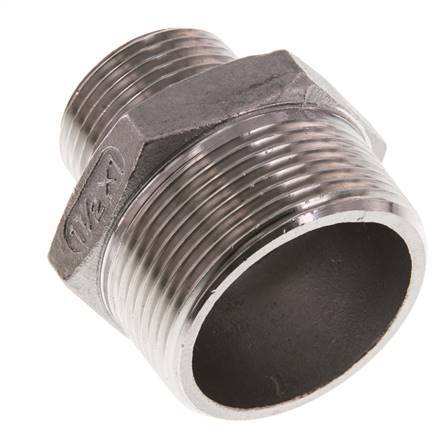 R 1 1/2'' x R 1'' Stainless steel Double Nipple 16 Bar