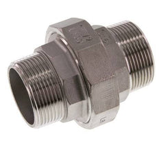 R 1 1/2'' Stainless steel Double Nipple 3-pieces with Conically sealing 16 Bar