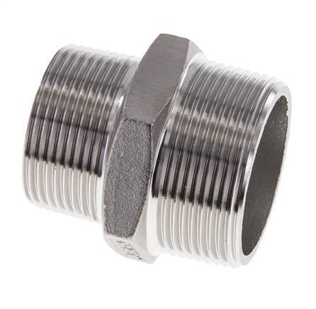 1 1/4'' NPT x 1 1/2'' NPT Stainless steel Double Nipple 16 Bar