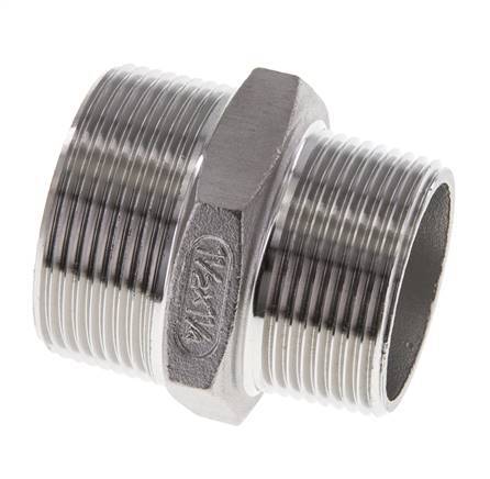 1 1/4'' NPT x 1 1/2'' NPT Stainless steel Double Nipple 16 Bar