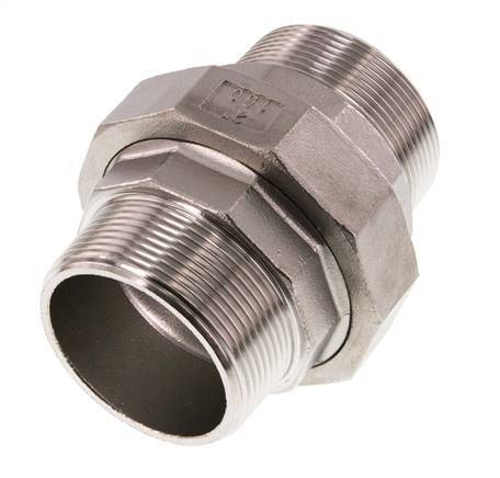 R 2'' Stainless steel Double Nipple 3-pieces with Conically sealing 16 Bar