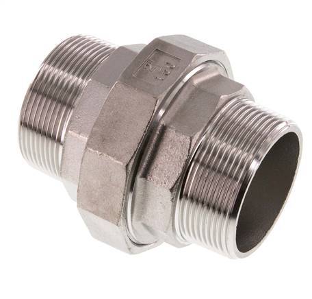 R 2'' Stainless steel Double Nipple 3-pieces with Conically sealing 16 Bar