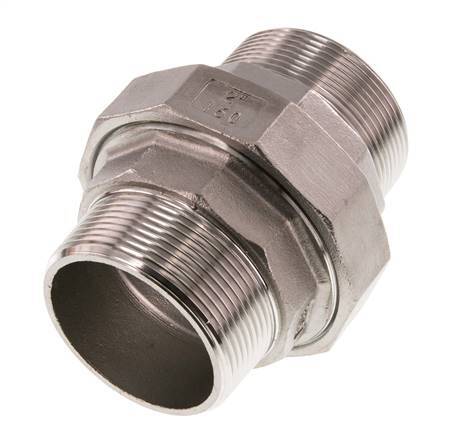 R 2'' Stainless steel Double Nipple 3-pieces with Conically sealing 16 Bar