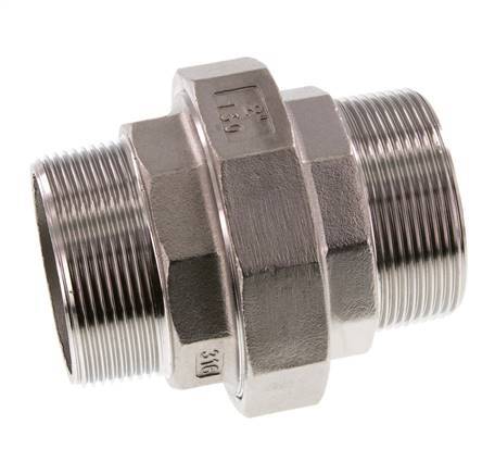 R 2'' Stainless steel Double Nipple 3-pieces with Conically sealing 16 Bar