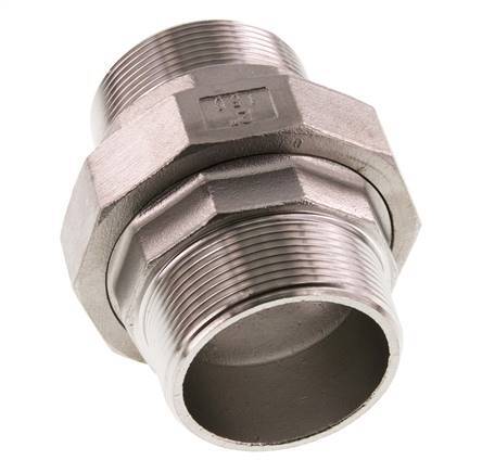 R 2'' Stainless steel Double Nipple 3-pieces with Conically sealing 16 Bar