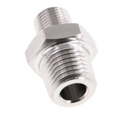 1/8'' NPT x 1/4'' NPT Stainless steel Double Nipple 275 Bar - Hydraulic