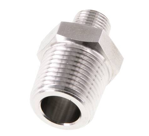 1/8'' NPT x 3/8'' NPT Stainless steel Double Nipple 210 Bar - Hydraulic