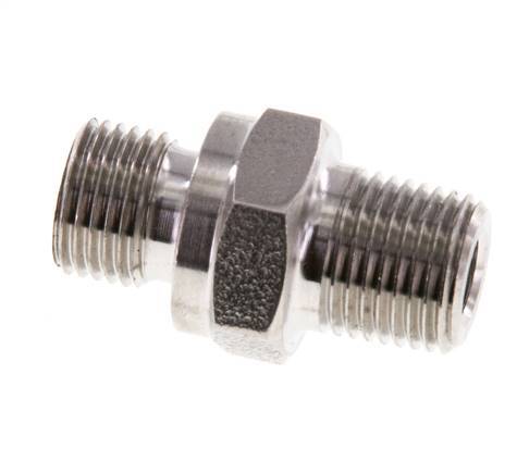 1/8'' NPT x G 1/8'' Stainless steel Double Nipple 40 Bar - Hydraulic