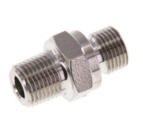 1/8'' NPT x G 1/8'' Stainless steel Double Nipple 40 Bar - Hydraulic