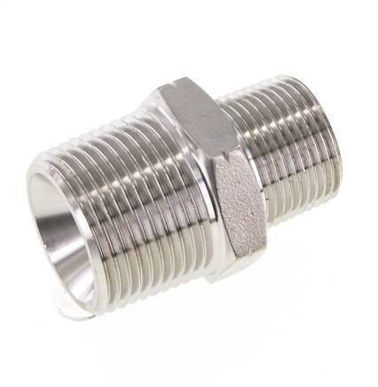 3/4'' NPT x 1'' NPT Stainless steel Double Nipple 140 Bar - Hydraulic