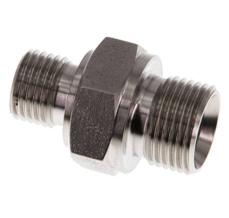 G 3/8'' x G 1/4'' Stainless steel Double Nipple 400 Bar - Hydraulic