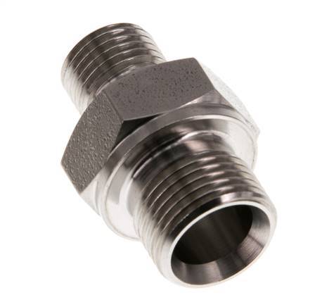 G 3/8'' x G 1/4'' Stainless steel Double Nipple 400 Bar - Hydraulic