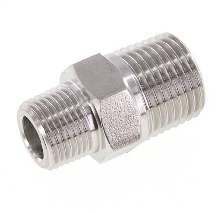 3/8'' NPT x 1/2'' NPT Stainless steel Double Nipple 210 Bar - Hydraulic