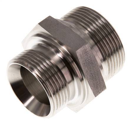 G 1 1/2'' x G 1 1/4'' Stainless steel Double Nipple 315 Bar - Hydraulic