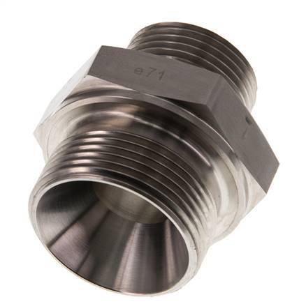 G 1 1/4'' x G 1'' Stainless steel Double Nipple 315 Bar - Hydraulic