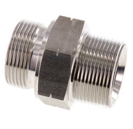 1 1/4'' NPT x G 1 1/4'' Stainless steel Double Nipple 40 Bar - Hydraulic