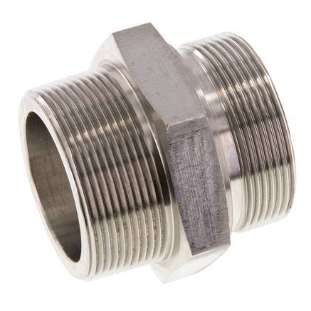 2'' NPT x G 2'' Stainless steel Double Nipple 40 Bar - Hydraulic