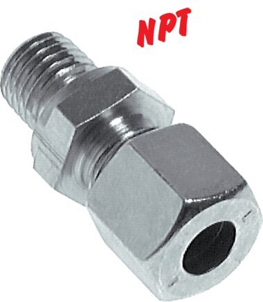 1/4'' NPT Male x 10L Zinc plated Steel Straight Cutting Ring 315 Bar DIN 2353 [2 Pieces]
