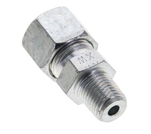 1/4'' NPT Male x 10S Zinc plated Steel Straight Cutting Ring 630 Bar DIN 2353 [2 Pieces]