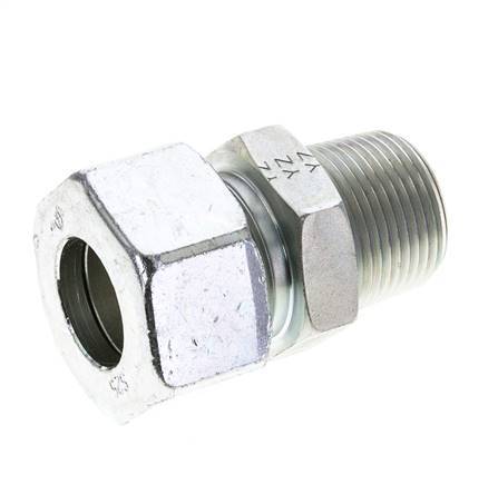 1'' NPT Male x 25S Zinc plated Steel Straight Cutting Ring 400 Bar DIN 2353