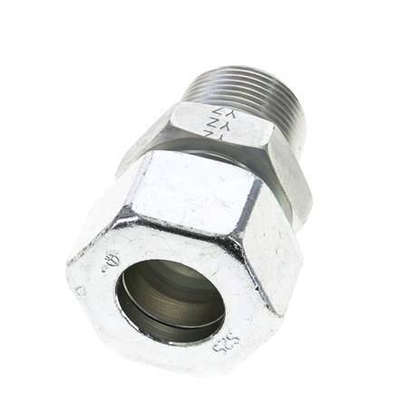 1'' NPT Male x 25S Zinc plated Steel Straight Cutting Ring 400 Bar DIN 2353