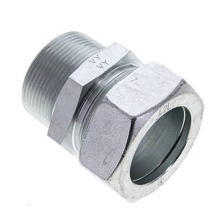 1 1/2'' NPT Male x 42L Zinc plated Steel Straight Cutting Ring 160 Bar DIN 2353