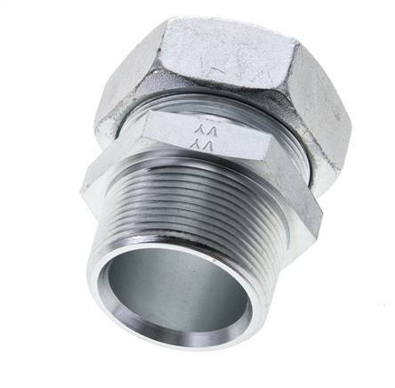 1 1/2'' NPT Male x 42L Zinc plated Steel Straight Cutting Ring 160 Bar DIN 2353