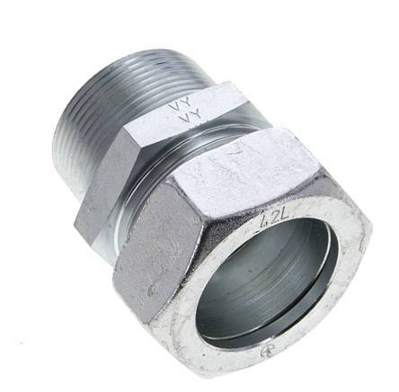 1 1/2'' NPT Male x 42L Zinc plated Steel Straight Cutting Ring 160 Bar DIN 2353