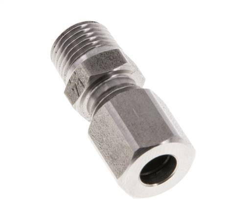 M10x1 Male x 6LL Stainless steel Straight Cutting Ring 100 Bar DIN 2353