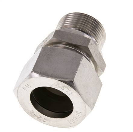 M26x1.5 Male x 22L Stainless steel Straight Cutting Ring 160 Bar DIN 2353