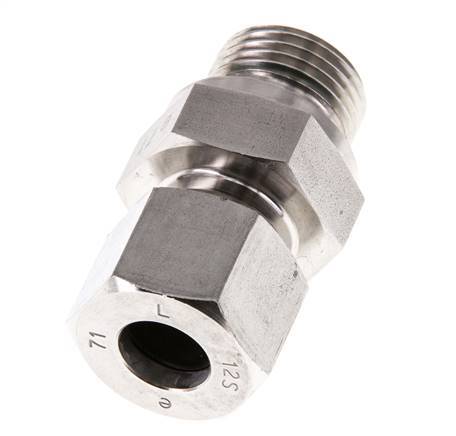G 1/2'' Male x 12S Stainless steel Straight Cutting Ring with FKM Seal 630 Bar DIN 2353