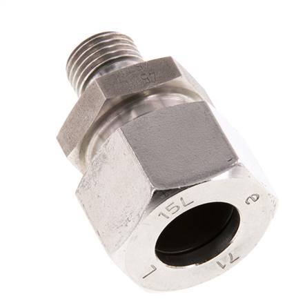 G 1/4'' Male x 15L Stainless steel Straight Cutting Ring with FKM Seal 315 Bar DIN 2353