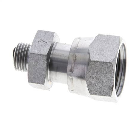 UN 1-3/16''-12 x UN 11/16''-16 F/M Zinc plated Steel Reducing Adapter ORFS 400 Bar - Hydraulic