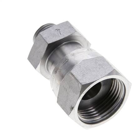 UN 1-3/16''-12 x UN 11/16''-16 F/M Zinc plated Steel Reducing Adapter ORFS 400 Bar - Hydraulic