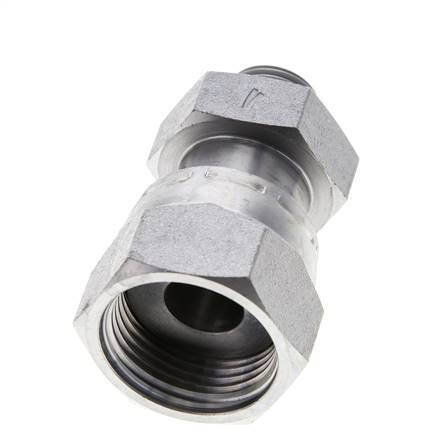 UN 1-3/16''-12 x UN 11/16''-16 F/M Zinc plated Steel Reducing Adapter ORFS 400 Bar - Hydraulic