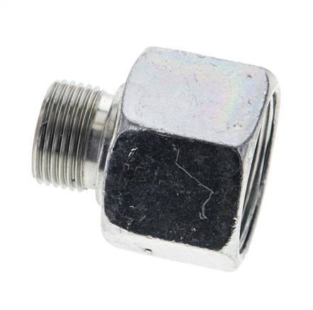 UN 1-3/16''-12 x UN 13/16''-16 F/M Zinc plated Steel Reducing Adapter ORFS 400 Bar - Hydraulic