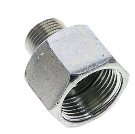 UN 1-3/16''-12 x UN 13/16''-16 F/M Zinc plated Steel Reducing Adapter ORFS 400 Bar - Hydraulic