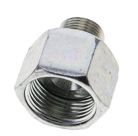 UN 1-3/16''-12 x UN 13/16''-16 F/M Zinc plated Steel Reducing Adapter ORFS 400 Bar - Hydraulic