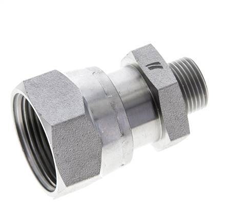 UN 1-7/16''-12 x UN 13/16''-16 F/M Zinc plated Steel Reducing Adapter ORFS 400 Bar - Hydraulic