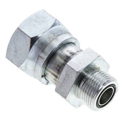 UN 1-7/16''-12 x UNS 1''-14 F/M Zinc plated Steel Reducing Adapter ORFS 400 Bar - Hydraulic