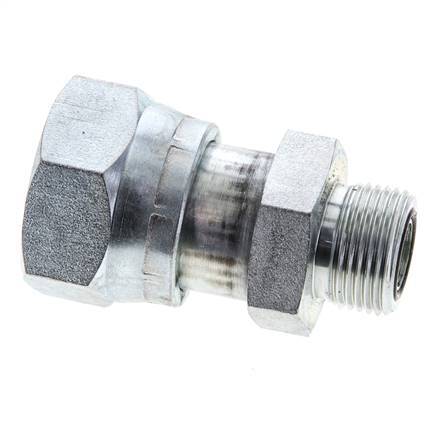 UN 1-7/16''-12 x UNS 1''-14 F/M Zinc plated Steel Reducing Adapter ORFS 400 Bar - Hydraulic