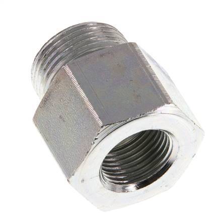 M22 x G 3/8'' M/F Zinc plated Steel Reducing Adapter 40 Bar - Hydraulic