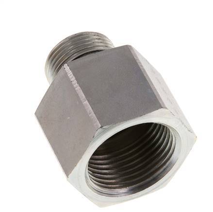 G 3/4'' x G 1'' M/F Zinc plated Steel Reducing Adapter 400 Bar - Hydraulic