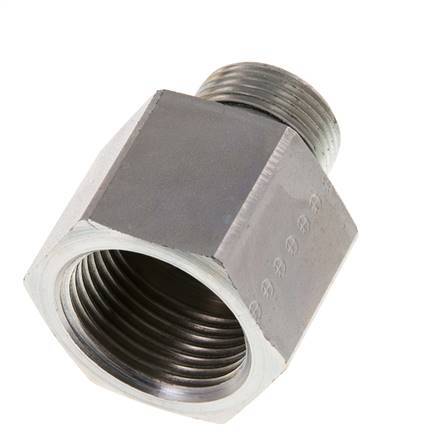 G 3/4'' x G 1'' M/F Zinc plated Steel Reducing Adapter 400 Bar - Hydraulic