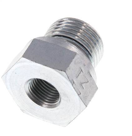 G 3/8'' x G 1/8'' M/F Zinc plated Steel Reducing Adapter 630 Bar - Hydraulic [2 Pieces]