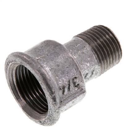 R 1/2'' x Rp 3/4'' M/F Zinc plated Cast iron Reducing Adapter 25 Bar [2 Pieces]