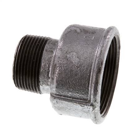 R 1 1/4'' x Rp 2'' M/F Zinc plated Cast iron Reducing Adapter 25 Bar