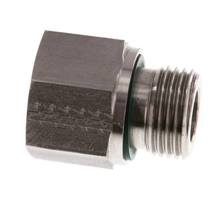 G 1/2'' x G 3/8'' M/F Stainless steel Reducing Adapter 630 Bar - Hydraulic