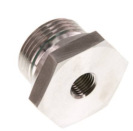 G 1'' x G 1/4'' M/F Stainless steel Reducing Adapter 400 Bar - Hydraulic