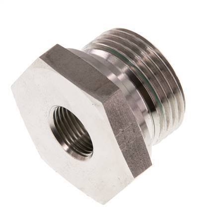 G 1'' x G 3/8'' M/F Stainless steel Reducing Adapter 400 Bar - Hydraulic
